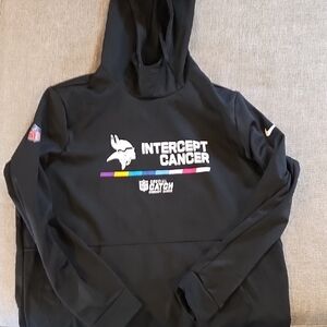 Vikings Nike Black 'Intercept Cancer' Pullover Hoodie with Multicolor Stripe